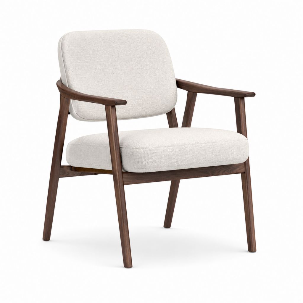 Fauteuil de salon beige en polyester avec structure en bois massif 68 x 64 x 78 cm