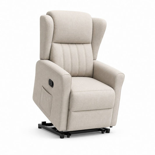 Fauteuil inclinable manuel beige en polyester 83 x 92 x 105 cm