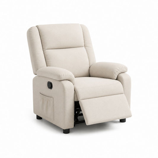 Fauteuil relax manuel inclinable crème en polyester 86 x 93 x 102 cm