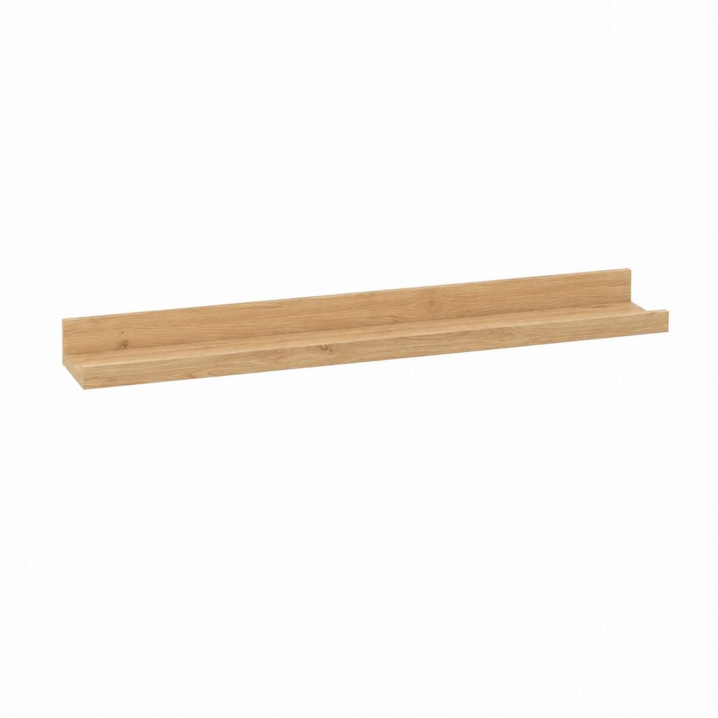 Étagère murale rectangulaire en panneau de particules plaqué chêne naturel 120 x 20 x 18 cm