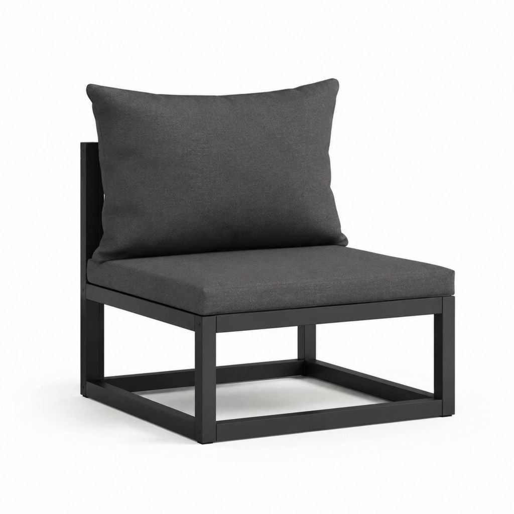 Fauteuil de jardin sans accoudoirs gris anthracite en acier et polyester 70 x 70 x 70 cm
