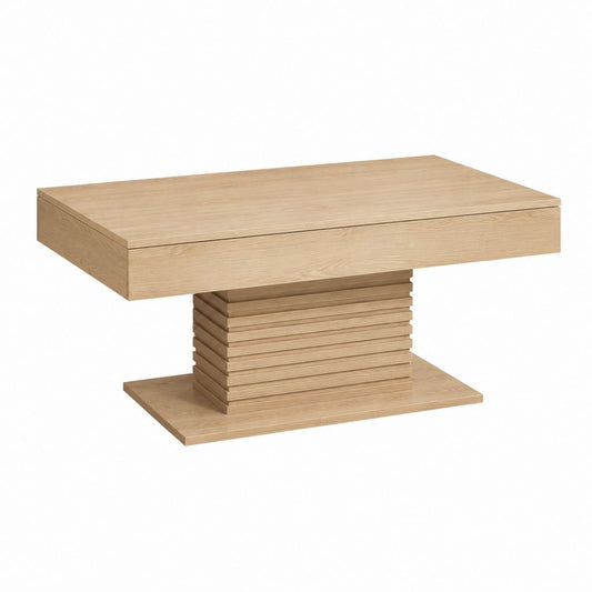 Table basse rectangulaire chêne clair en MDF plaqué chêne 120 x 70 x 45 cm